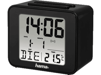 Reloj de sobremesa - Hama Cube 00186304, Digital, Hora, alarma, fecha y temperatura, Compacto, Negro