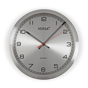 Reloj de pared en aluminio plateado 30 cm