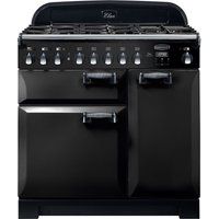 rangemaster elan deluxe ela90dffbl 90 cm dual fuel range cooker - black  chrome black