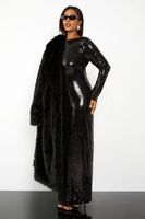 vestido plus maxi de lentejuelas con atadura en la espalda negro