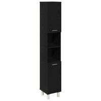 gabinete de bano  armario de bano con estante roble negro 30 x 30 x 179 cm