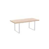 mesa de comedor extensible natural roble salvaje - blanco 180 x 76 x 80 cm