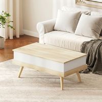 mesa de centro de melamina pino homcom 100x79x54 cm-natural y blanco