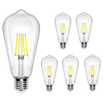 Aigostar Bombilla LED E27 con Filamento,Luz Fria 6500K,4W( Equivalente a 40W),470 Lúmenes,No Regulable,Bombillas Decorativas,Pack De 5 Uds