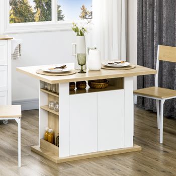 Isla De Cocina De Melamina De Madera Homcom 110x70x75,5 Cm Roble