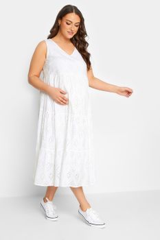 Bump It Up Maternity Vestido Blanco Sin Mangas Con Bordados Calados