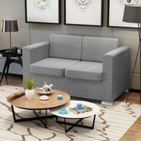 vidaxl sofa de 2 plazas de tela gris claro