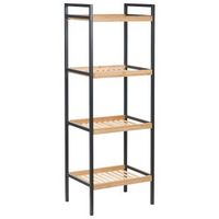 estanteria de 4 niveles para bano estructura de acero negro accesorios de bano de bambu marron claro tajzara