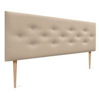 dhome cabecero de polipiel con 3 hileras intercaladas de botones y patas cabezal tapizado cama lujo beige 145cm