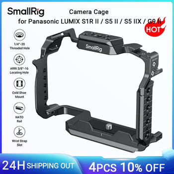 Jaula SmallRig S1R II para Panasonic LUMIX S1R II / S5 II / S5 IIX / G9 II w HawkLock de liberación rápida con placa inferior Arca-Swiss 4902