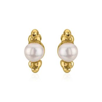 Pendientes de perlas para mujer de plata 925 bañada en oro