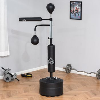Saco De Boxeo De Pie Homcom Acero Pu Hdpe, 88x50x160-230 Cm, Negro
