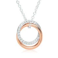 cadena de plata 925 con colgante rosa bicolor y circonitas