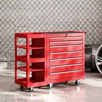 Carro De Herramientas De Acero Homcom 96x33,5x75 Cm Rojo