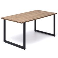 mesa de comedor uley 200x80x75cm negra en madera maciza de pino acabado vintage estilo industrial box furniture