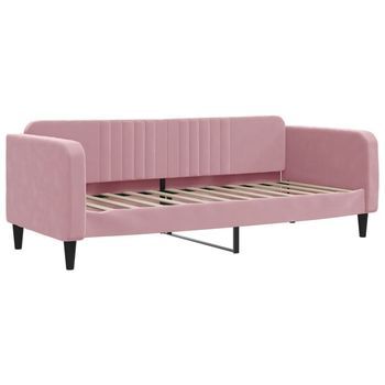 Sofá Cama | Cama Individual | Cama Para Adultos Terciopelo Rosa 80x200 Cm