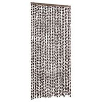 cortina mosquitera  mosquitera chenilla marron y blanco 100x220 cm