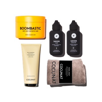 Rutina Reparadora y Nutritiva del Cabello - Champú Rich, Savior y Towel Wrap - Pack Save Your Hair - COCUNAT