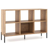 costway libreria estanteria de 6 cubos de madera de 2 niveles con patas de metal ajustables en 5 posiciones 120 x 35 x 795 cm