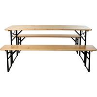mesa  2 bancos plegables madera ambiance