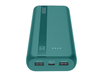 Powerbank - CellularLine Essential, 20000 mAh, 12 W, Hasta 144h de carga, USB C, A, Azul
