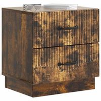 mesita de noche  armario de noche  mesa de noche con cajon roble ahumado 43 x 345 x 445 cm
