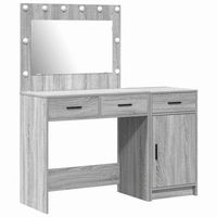 mesa de tocador  mesa de maquillaje con cajon 2 piezas gris madera contrachapada