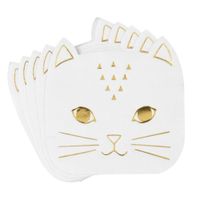 servilletas gato de papel blanco y dorado