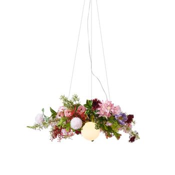 Lámpara techo bohemia negra flores rojas rosas