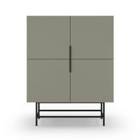 aparador alto de 4 puertas en madera y metal h128cm - verde almendras