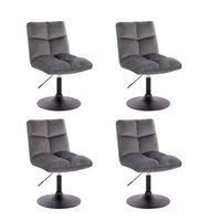 taburete de bar regulable en altura juego de 4 ace - terciopelo gris claro