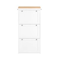 zapatero estrecho con 3 solapas mdf blanco