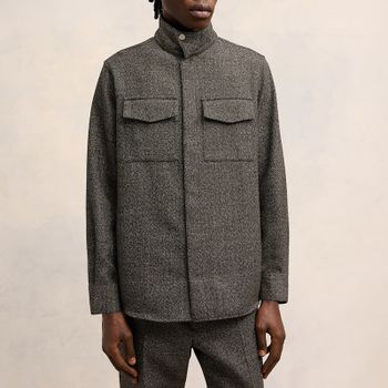 AMI High Collar Wool-Blend Shirt - XL