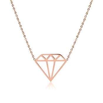Cadena de diamantes de acero inoxidable chapado en oro rosa