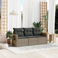 conjunto de sofa de jardin 3 uds  mueble jardin mesa y sillas y cojines ratan sintetico gris cfw422396