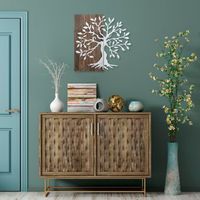 decoracion pared de madera arbol plata nogal 58x58 cm