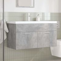 mueble de bano  armario de bano con lavabo incorporado y grifo gris hormigon