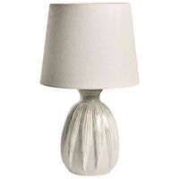 lampara de mesa escandinava de estilo moderno base de ceramica pantalla de lino en forma de tambor beige claro aguan