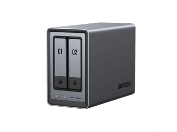 Servidor NAS - Ugreen DXP2800, HDD, Capacidad 64TB, Memoria 8GB, 2 bahías, Procesador Intel N100, Negro