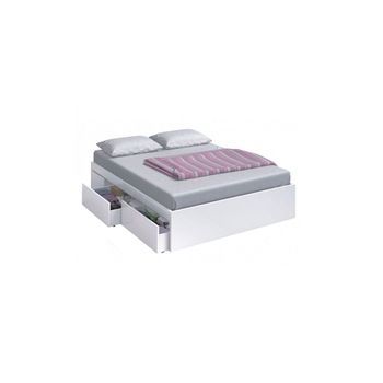 Cama De 150 Cm Con 4 Amplios Cajones Kendra Blanco Artik (blanco Mate) 156 X 37 X 196 Cm