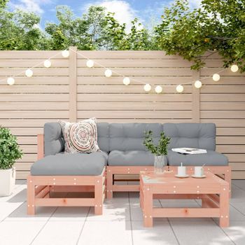 Conjunto De Sofás De Jardín 5 Uds | Mueble Jardin Mesa Y Sillas Madera Maciza De Abeto Douglas Cfw617307