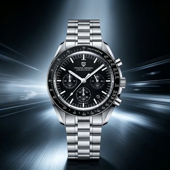 Nuevos relojes para hombre PAGANI DESIGN V6 Moon Watch cronógrafo deportivo de lujo, relojes para hombre con espejo de cuarzo, cristales de zafiro AR, cerámica, luz, resistente al agua, reloj de acero