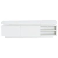 mueble tv blanco de alto brillo 170 cm led de 16 colores y espacio para tv de hasta 70 pulgadas