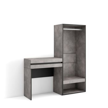 Consola Entrada, Mueble Con Cajón, 130x145x35 Cm, Recibidor, Vestidor Abierto, Estilo Moderno, Cemento