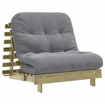 Futón Sofá Cama Con Colchón Madera Impregnada Pino 80x206x11 Cm Vidaxl