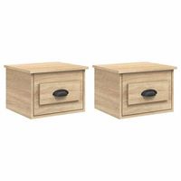 pack 2 uds mesita de noche  mesa auxiliar  mesilla de pared color roble sonoma 415x36x28 cm