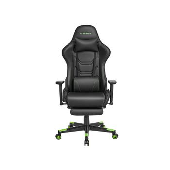 Silla Gaming Giratoria con Respaldo Inclinable Negro y Rojo, Negro + Verde