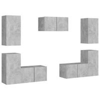 juego de muebles de salon 7 uds  mueble tv gris hormigon cfw30508