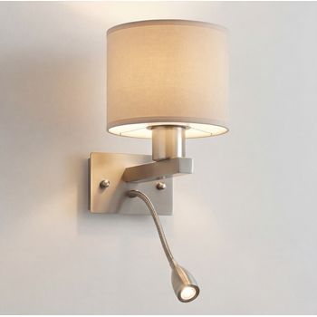 Leds C4 Aplique Led Torino E27 60w En Níquel Satinado, Compatible Con Pantalla No Incluida
