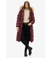 superdry para mujer w5011788a abrigo largo de piel sintetica everest lila m casual poliester reciclado sostenible